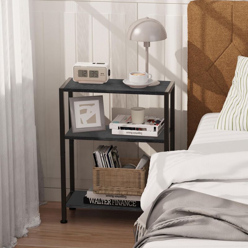Vantimo 3-Tier Side Table, Small End Table, Sofa Side Table for Narrow Spaces, Slim End Table, Nightstand Table, for Living Room
