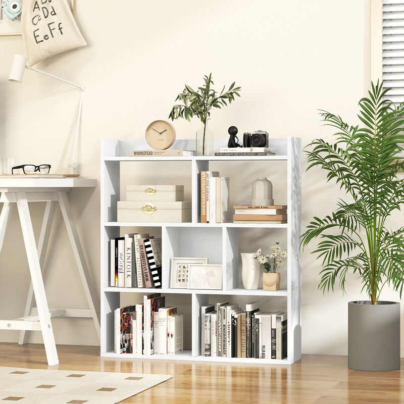 7-Cube Storage Bookshelf with Open Back Design and Anti-Tip Hardware