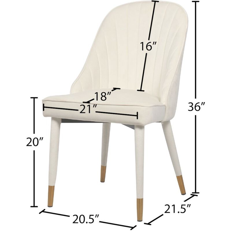 Meridian Furniture Belle Cream Velvet Dining Chair, Set of 2