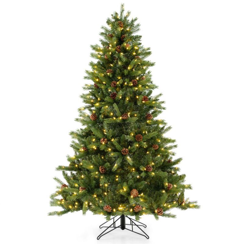 Hivvago Artificial Christmas Tree with Pine Cones and Adjustable Brightness