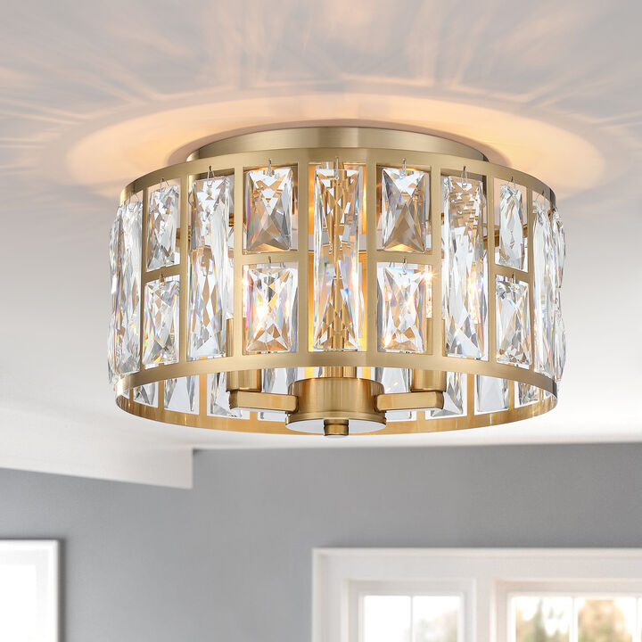 11.89 in Modern Glam 3-Light Dimmable Crystal Flush Mount Ceiling Light