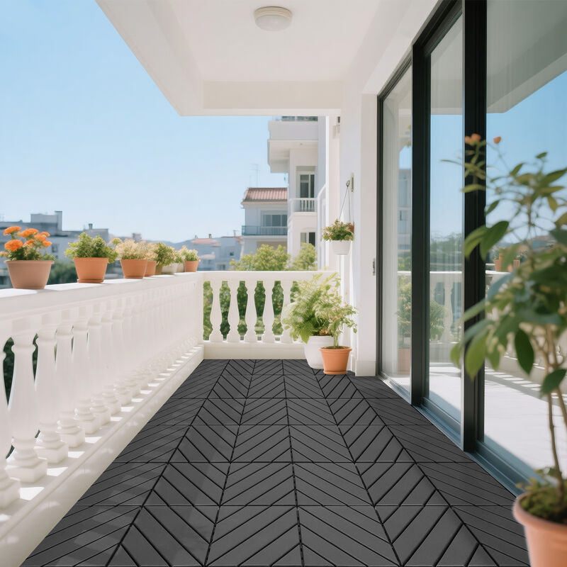 Plastic Interlocking Deck Tiles, 44Pcs Patio Deck Tiles,Waterproof Outdoor Flooring All Weather Use image number 6