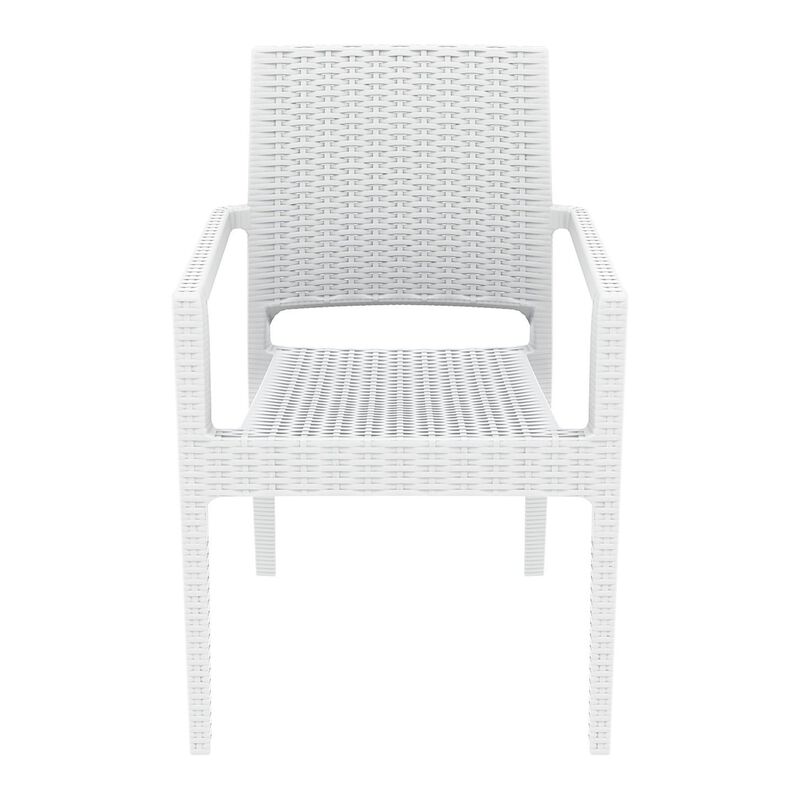 34" Gray Wickerlook Patio Stackable Dining Chair