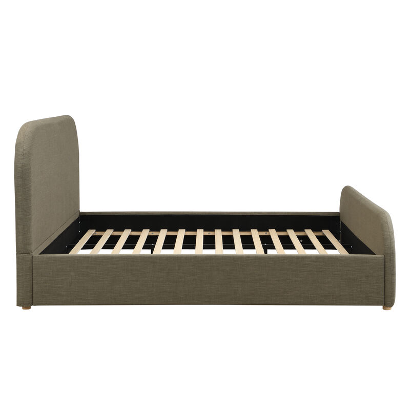 Christopher Knight Home Phineas Modern Linen Upholstered Bed Frame with Curved Headboard image number 4