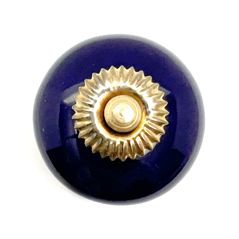HomeRoots Set of Six Cobalt And Gold Ceramic Drawer Pull Knobs image number 2