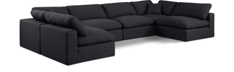 Meridian Furniture Comfy Black Linen Textured Fabric Modular Sectional