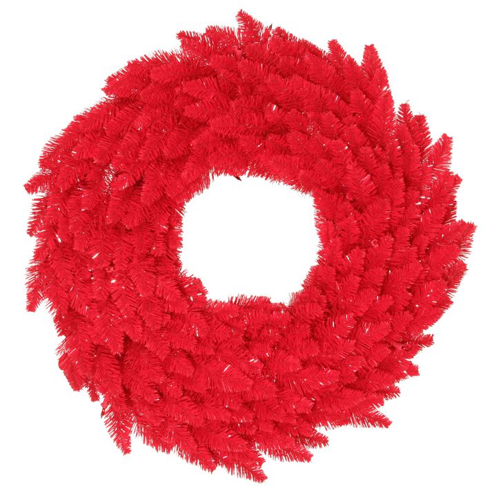 Vickerman 60" Red Fir Artificial Christmas Wreath, Red Dura-Lit LED Lights. - Faux Christmas Wreath - Indoor Seasonal Home Decor