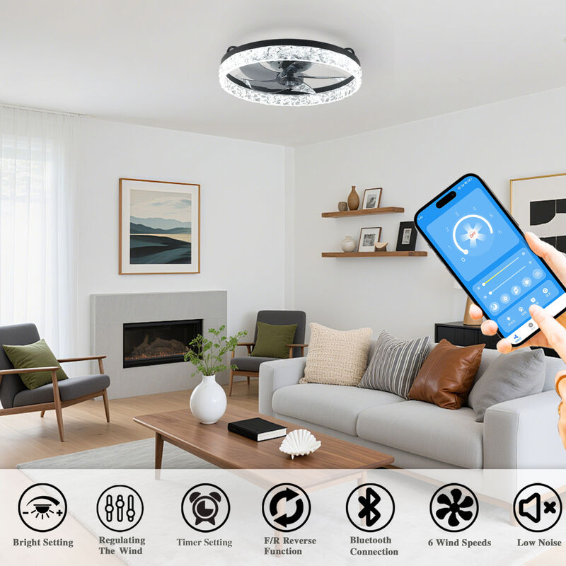 ELEMENT ACE Quiet Reversible Ceiling Fan with Integrated Dimmable LED Light, Remote & Smart App Control, Adjustable Speed for Bedroom Kitchen Home Office Use image number 8