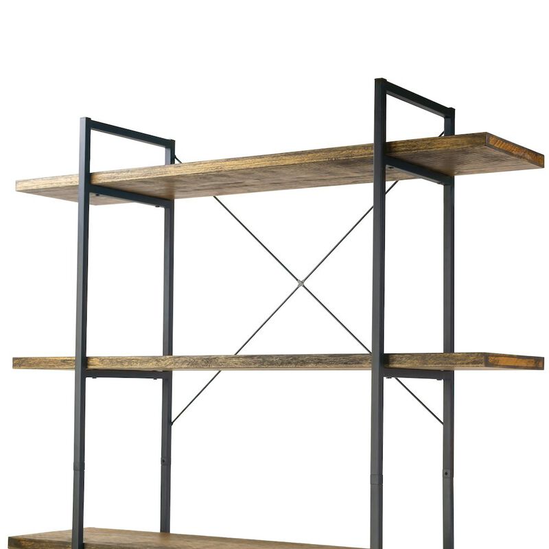 Glamour Home Amrit 84.5&rdquo; Wood Shelf Metal Frame Etagere Bookcase Five-shelf Media Center