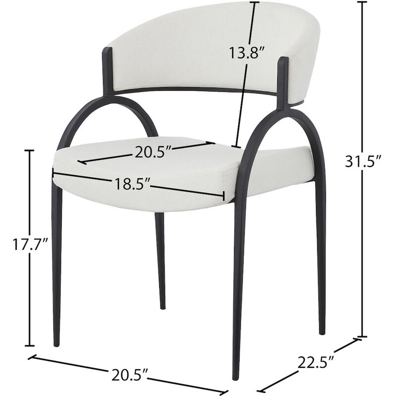 Meridian Furniture Privet Cream Linen Textured Fabric Dining Chair, Set of 2