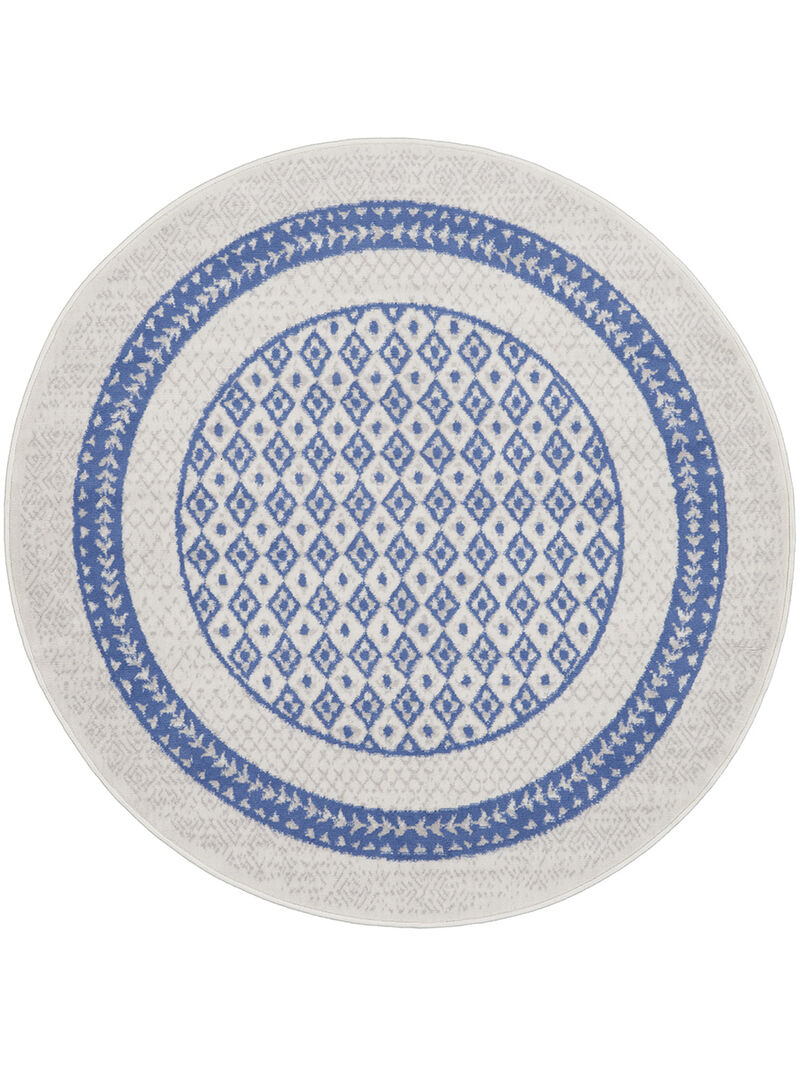 Whimsicle WHS13 Ivory/Blue 5' x Round Rug