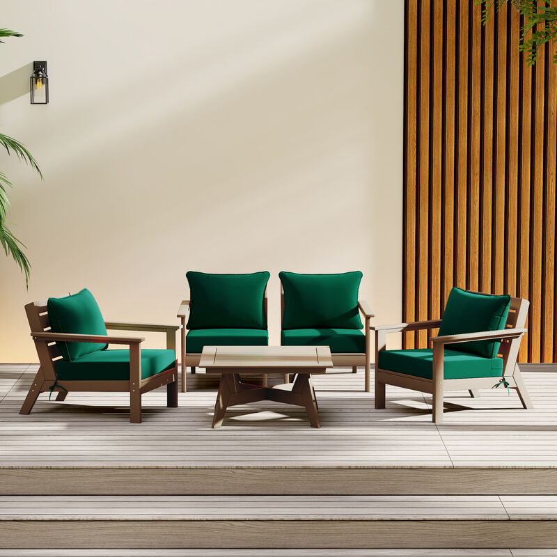 WestinTrends Outdoor 5-Piece Modular Sectional Patio Furniture Sofa Set