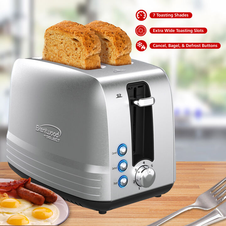 Brentwood Select Extra Wide 2 Slot Stainless Steel Toaster