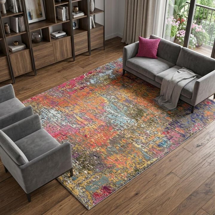 HomeRoots Abstract Non Skid Area Rug