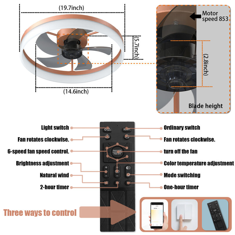 ELEMENT ACE Modern Ceiling Fan with Integrated Dimmable LED Lighting image number 2