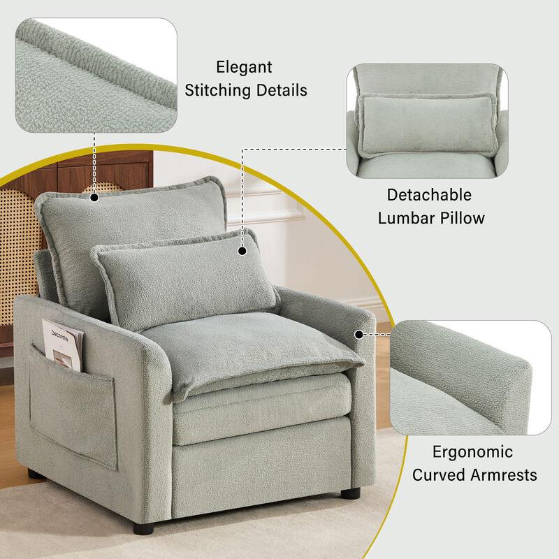 Merax Faux Fur Single Accent Armchair with Double-Layer Cushion image number 4