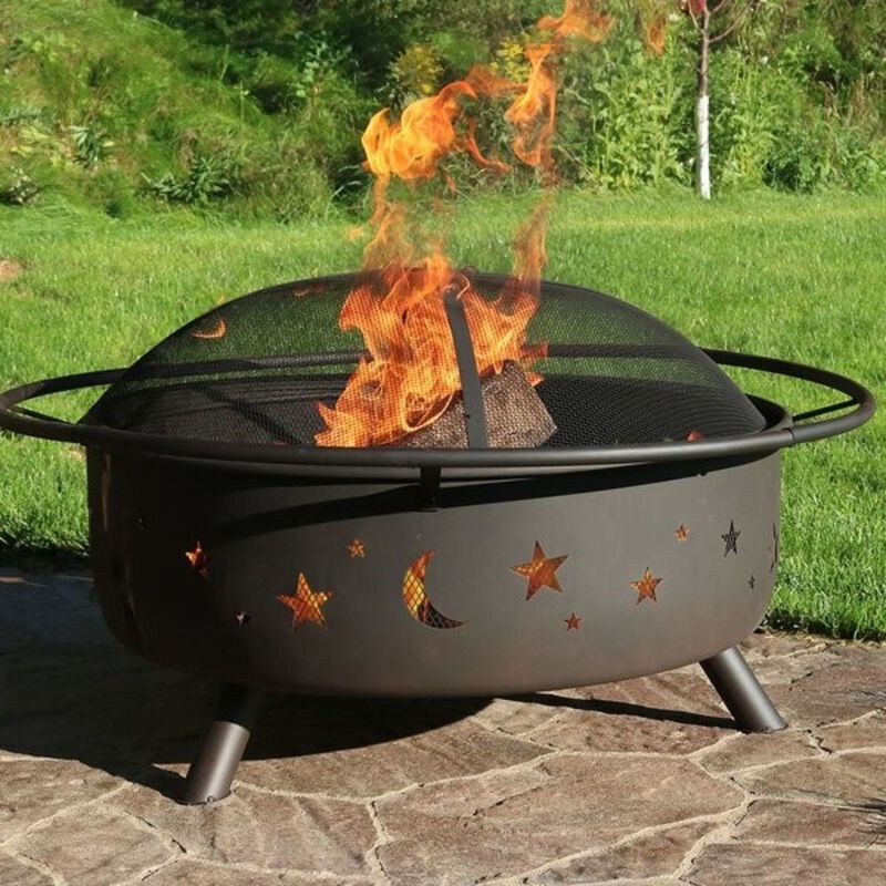 Hivvago Steel Wood Burning Fire Pit with Spark Screen