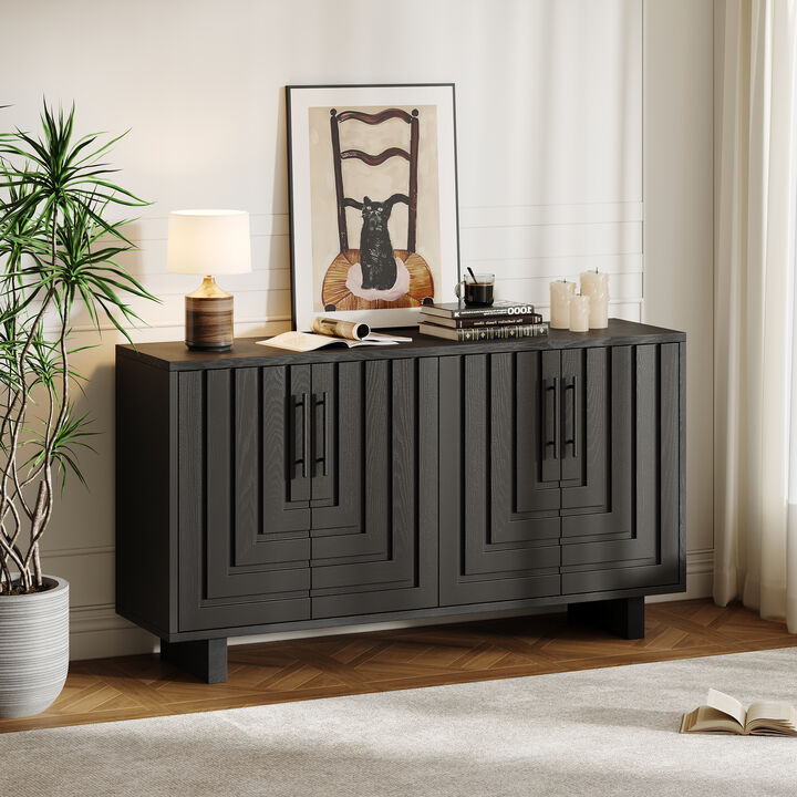 Christopher Knight Home Bray 59" Modern Buffet Cabinet Sideboard with 4 Doors and Metal Handles