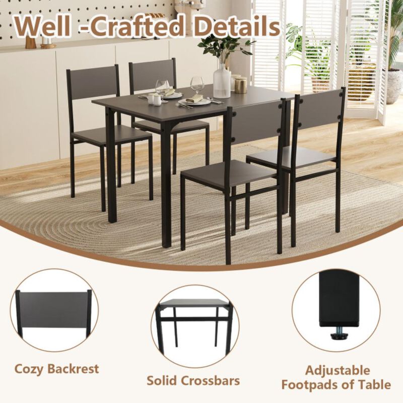 Hivvago 5 Piece Dining Table Set Industrial Style Kitchen Table and Chairs for 4
