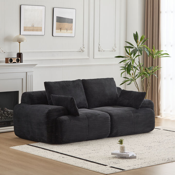 Whisen Large Memory Foam Compressed Loveseats with Corduroy Fabric