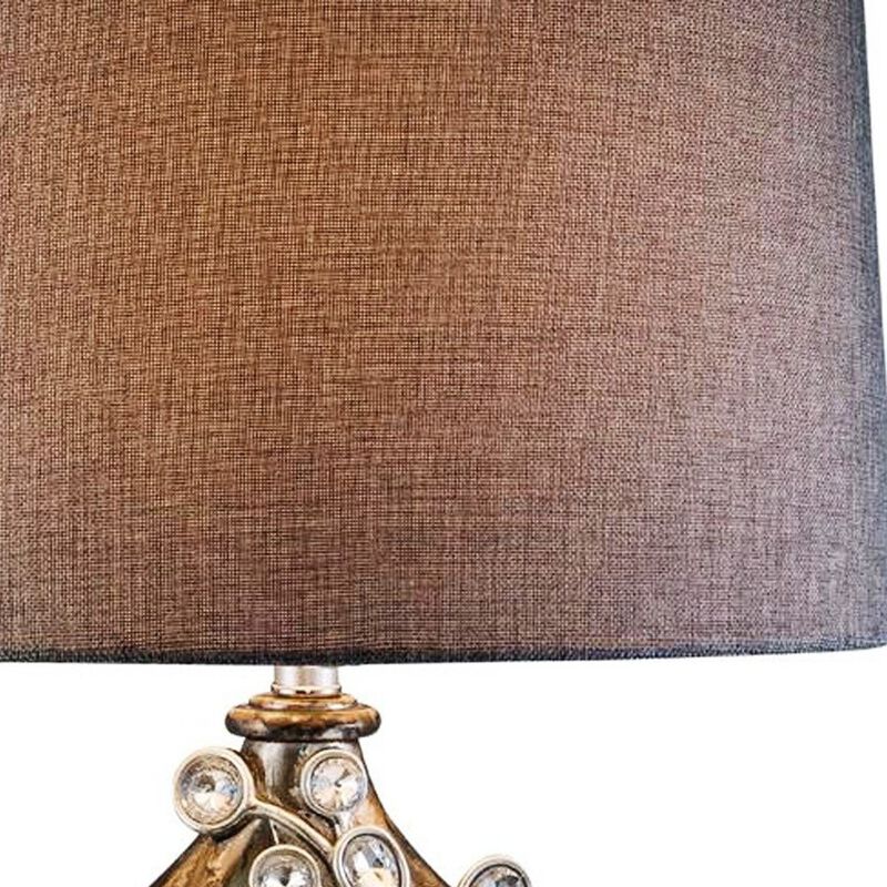 Hivvago Brown and Gold Faux Crystal Glam Accent Table Lamp