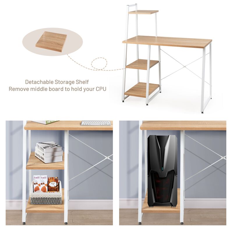 Compact Computer Desk Workstation with 4 Tier Shelves for Home and Office