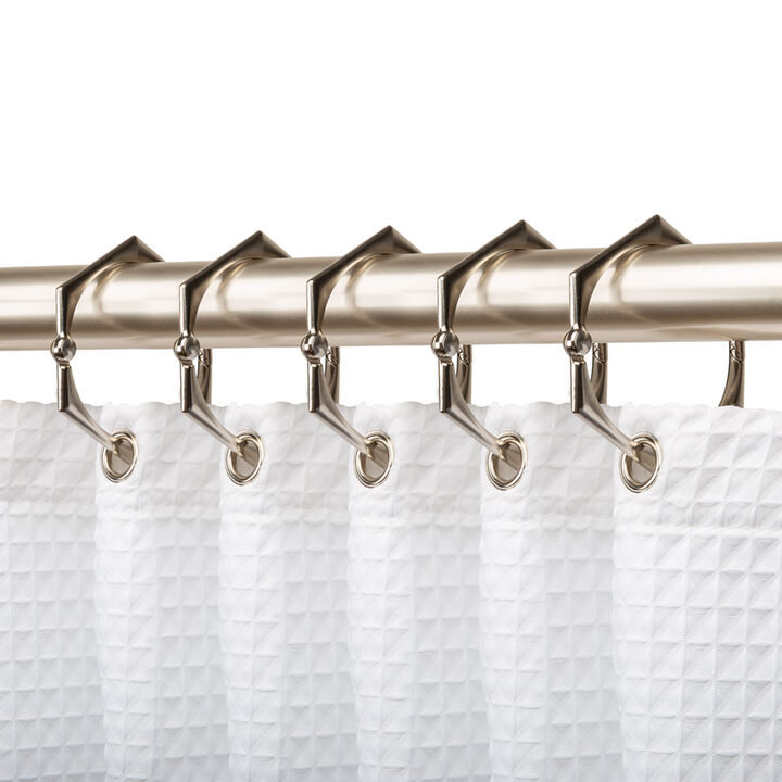 Utopia Alley Rust-Proof Zinc Hexagon-Shaped Shower Curtain Hooks with Clasp Closure, Shower Hooks Hangers for Bathroom, Kitchen Utensils, Curtains, Clothing, Towels etc - Set of 12