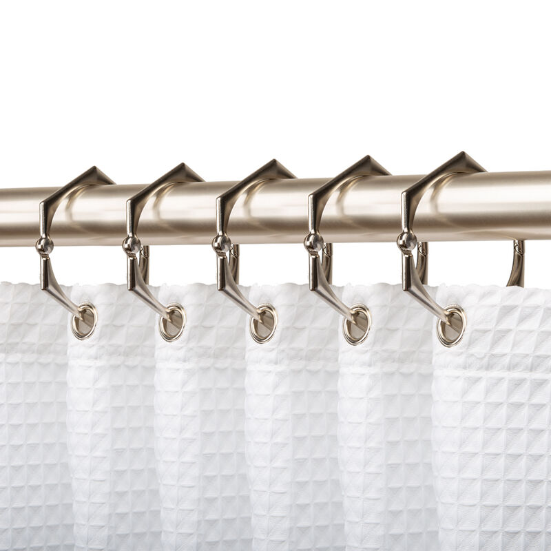 Rust-Proof Hexagon-Shaped Shower Curtain Hooks with Clasp Closure, Set of 12 image number 1