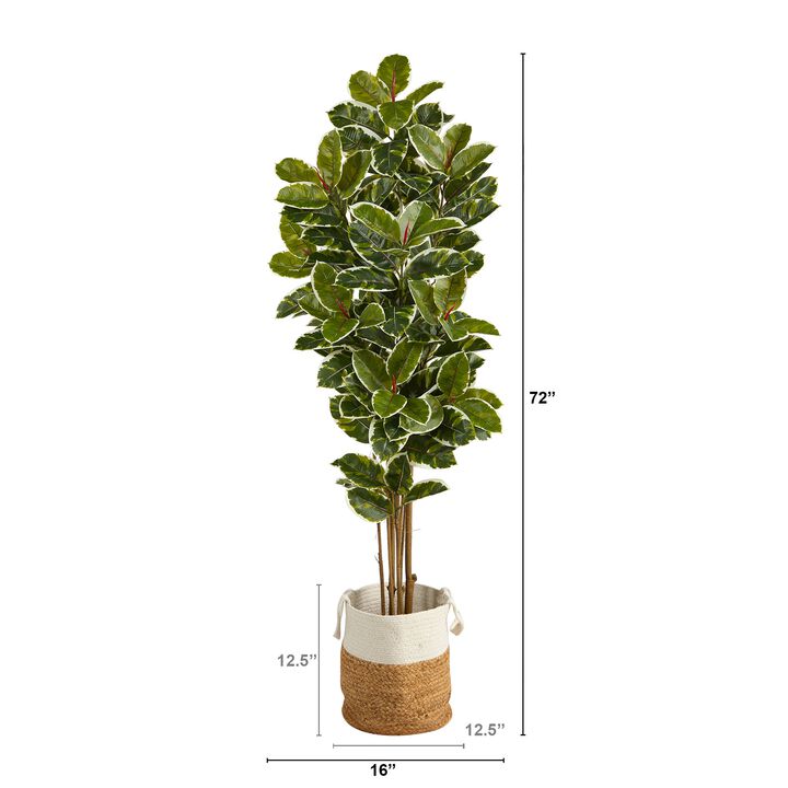 HomPlanti 6 Feet Oak Artificial Tree in Handmade Natural Jute and Cotton Planter UV Resistant (Indoor/Outdoor)