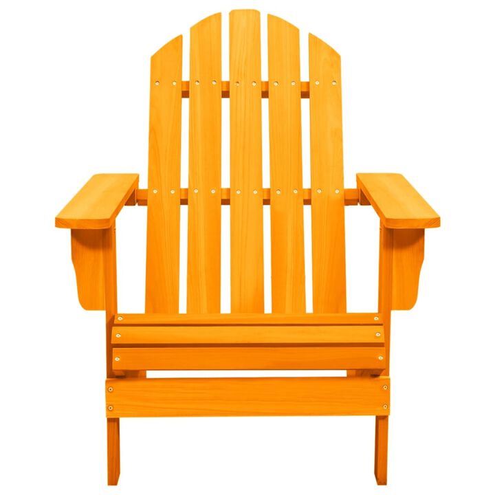 vidaXL Solid Fir Wood Patio Adirondack Chair in Vibrant Orange - Ergonomic Garden Chair with Maximum Load of 242.5 lb - Assembly Required