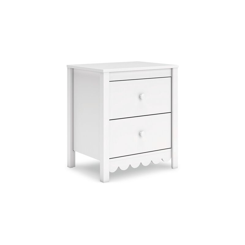 Kally Nightstand, 2 Drawers, Modern Matte White Wood Finish, 24 Inch - Benzara
