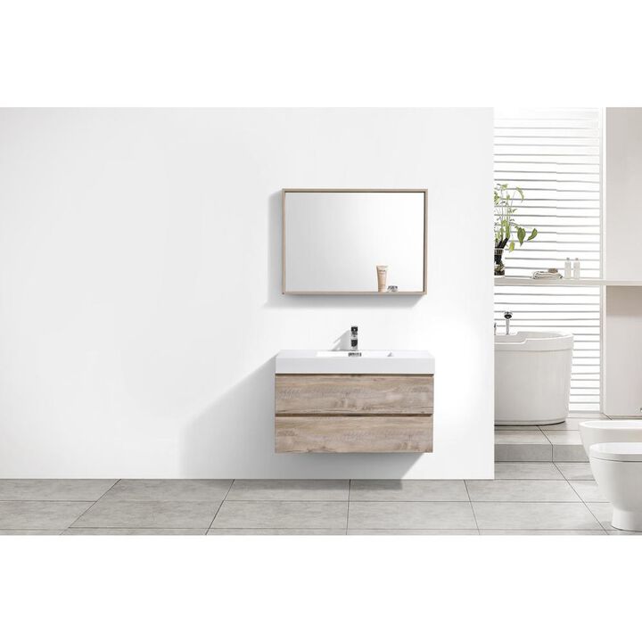 Kubebath Bliss 40 Nature Wood Wall Mount Modern Bathroom Vanity