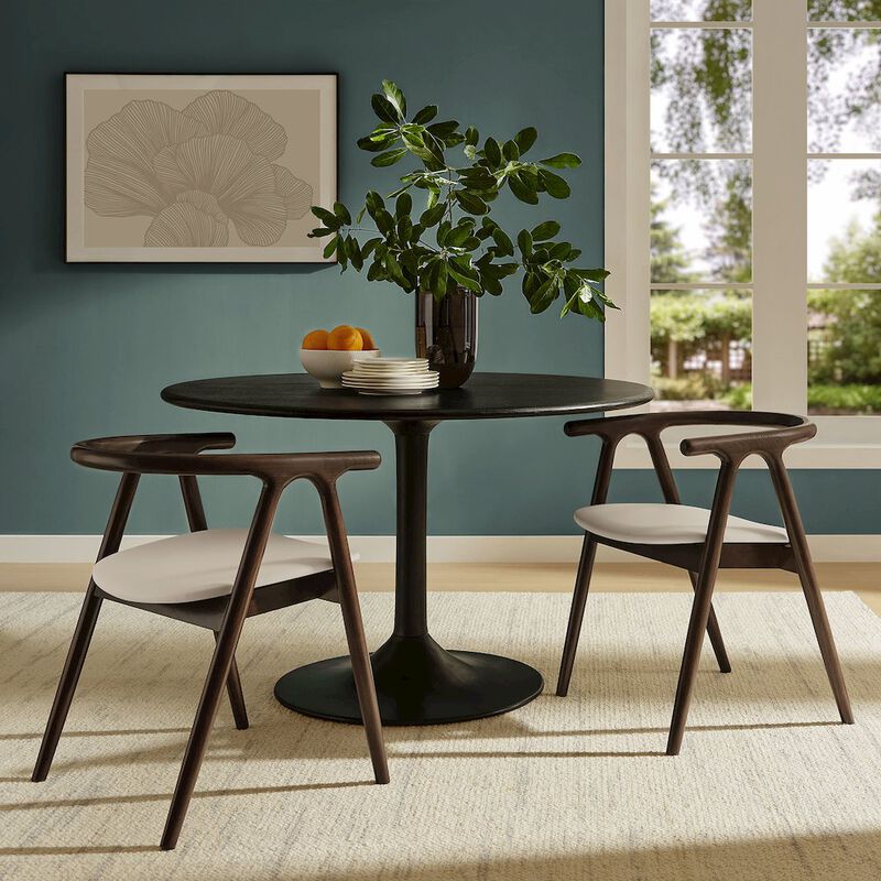 Modway Henry Solid Wood Curved Back Dining Chair in Black &ndash; Single Wood Dining Chair with Faux Leather Upholstered Seat &ndash; Modern Dining Room Armchair or Accent Chair image number 7