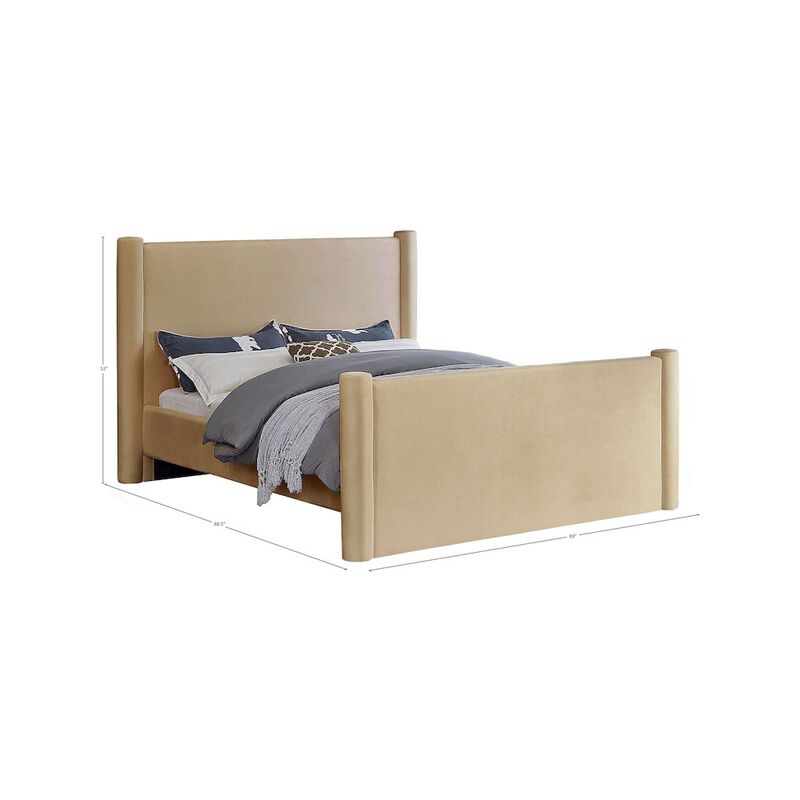 Meridian Furniture Elias Camel Velvet King Bed