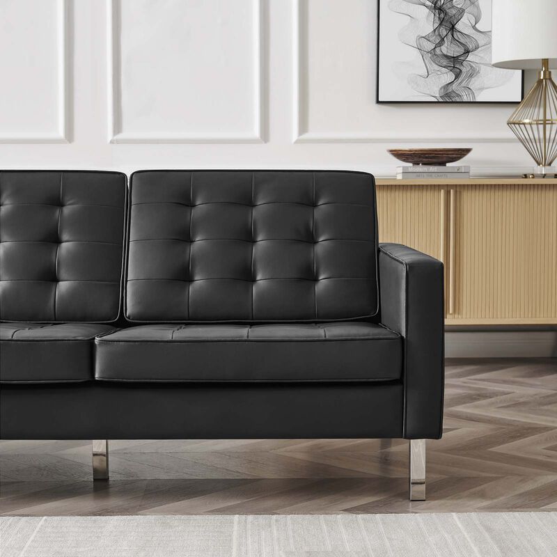 Loft Tufted Vegan Leather Sofa image number 1