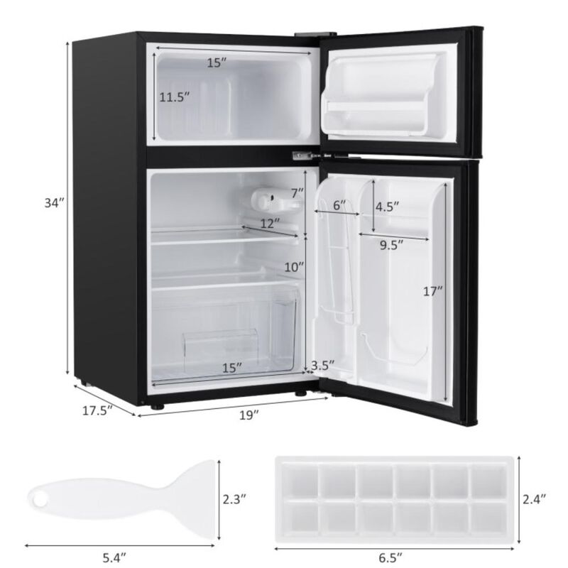 3.2 cu. ft. Retro Mini Fridges in Black with Freezer and Reversible Door