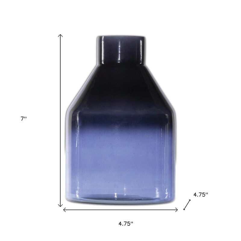 HomeRoots 7" Blue Ombre Glass Cylinder Table Vase image number 3