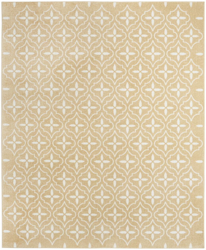 HomeRoots 6' X 9' Beige And Ivory Geometric Indoor Outdoor Area Rug image number 0
