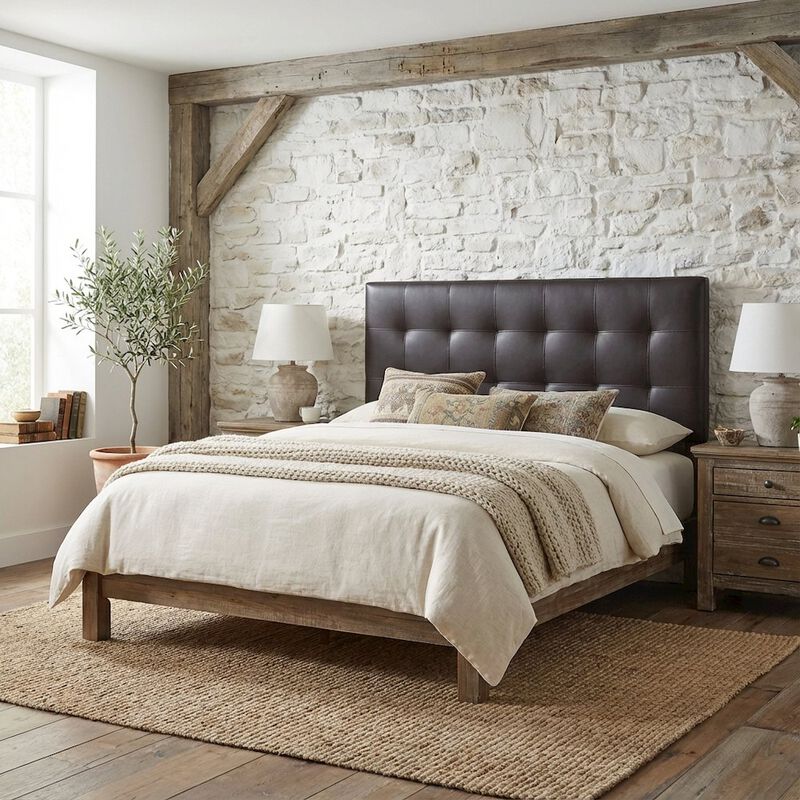 Upholstered Vinyl Full Headboard with Plush Padding and Sleek Design image number 2