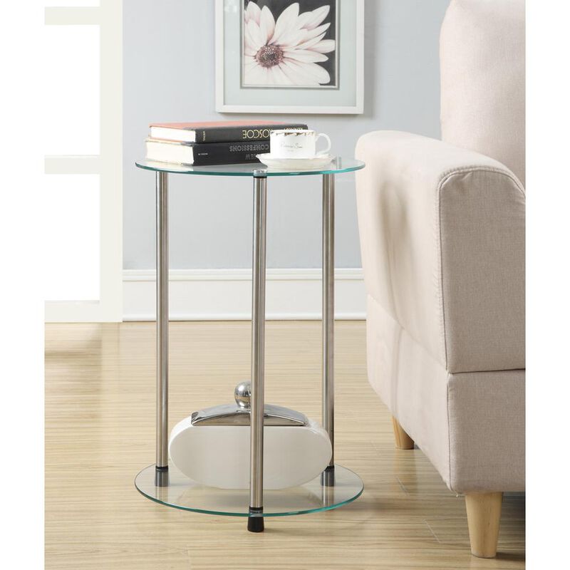Convience Concept, Inc. Designs2Go Classic Glass 2 Tier Round End Table
