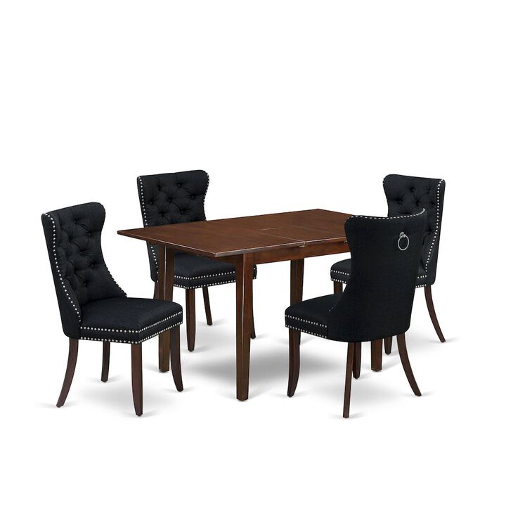 5 Piece Kitchen Set Consists of a Rectangle Dining Table with Butterfly Leaf