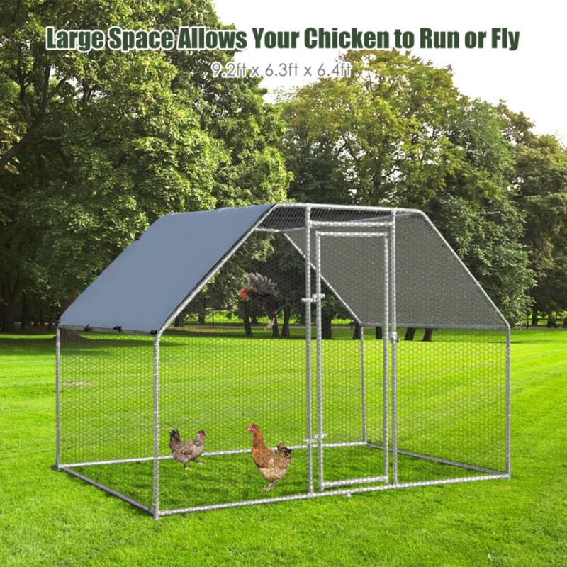 Hivvago 9.5 x 6.5 Feet Large Walk In Chicken Run Cage