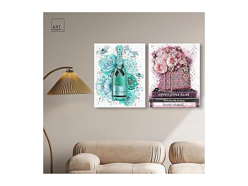 Blush Parisian Glam Canvas Wall Decor Set 2 Gallery Wrapped 20 X 24 Inch image number 2