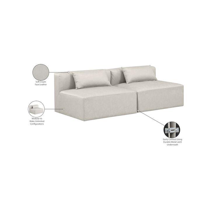 Meridian Furniture Cube Cream Vegan Leather Modular Sofa