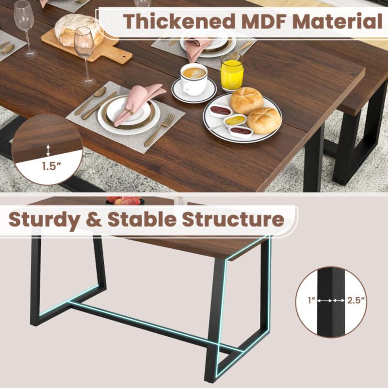 Hivvago Large Dining Table with Heavy-duty Metal Frame and Anti-slip Foot Pads.