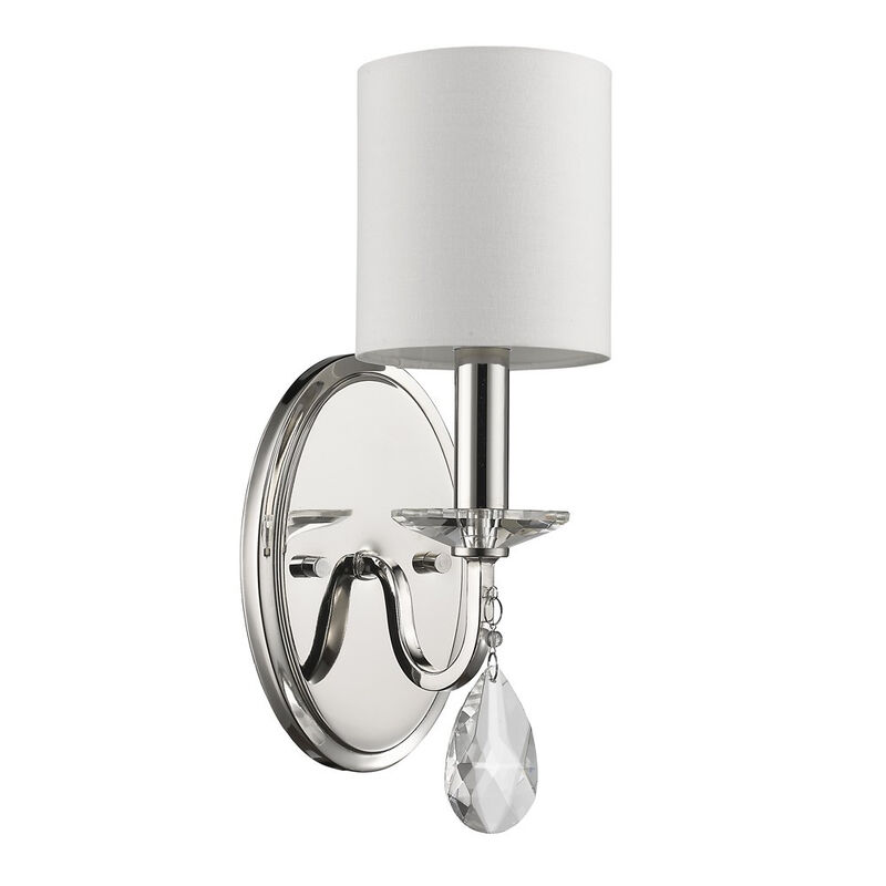 Hivvago Silver Three Light Wall Sconce with White Fabric Shade
