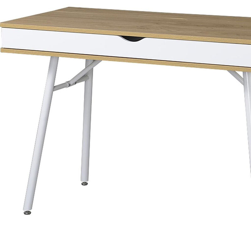 HomeRoots 45" Oak and White Wood and Steel Computer Desk image number 3