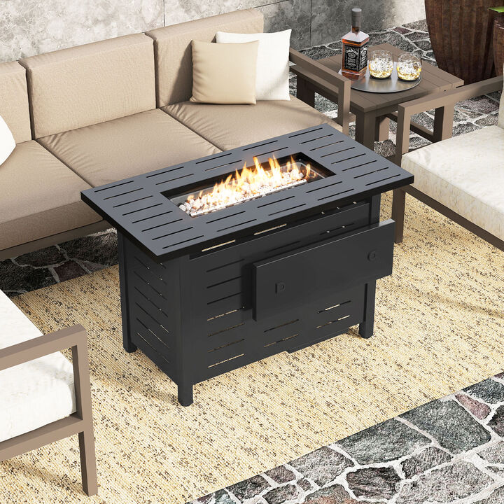 Rectangle Propane Gas Fire Table with Lava Rocks for Outdoor Use