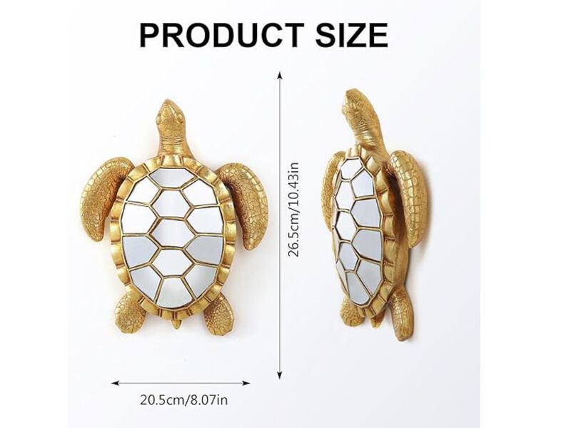 Gold Resin Turtle Wall Mirror &ndash; Vintage Animal Accent for Victorian Homes
