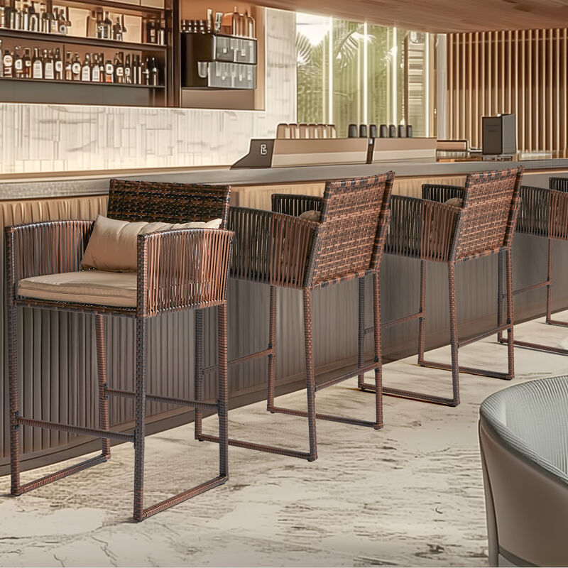 Outdoor 3-Piece Patio Bar Set Bistro Table & Chairs for Garden, Deck & Balcony